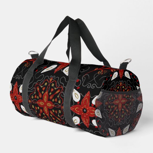 Elegant, festive feel symmetrical floral pattern duffle bag (Rechte Ecke)