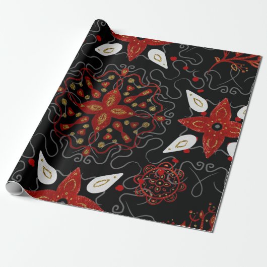 Elegant, festive feel symmetrical floral pattern geschenkpapier (Ungerollt)