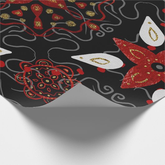 Elegant, festive feel symmetrical floral pattern geschenkpapier (Ecke)