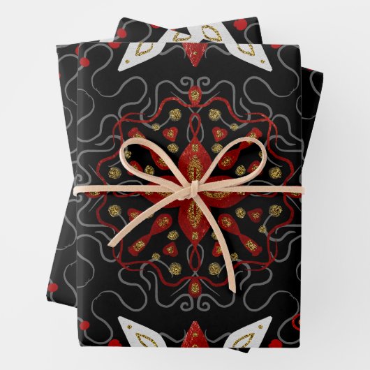 Elegant, festive feel symmetrical floral pattern geschenkpapier set (Beispiel)