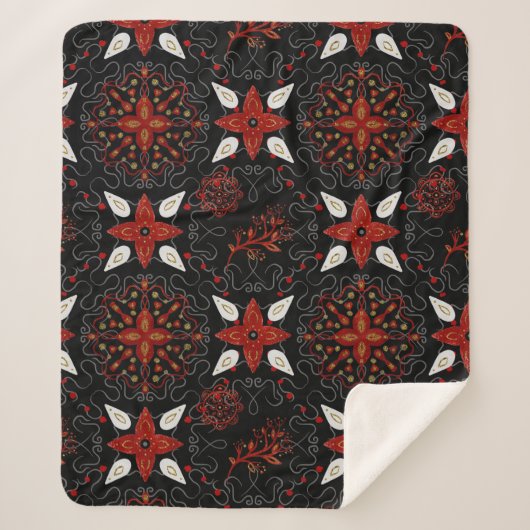 Elegant, festive feel symmetrical floral pattern sherpadecke (Vorderseite)