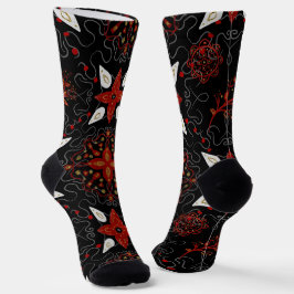 Elegant, festive feel symmetrical floral pattern socken