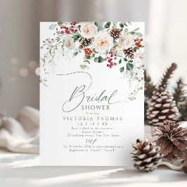 Elegant Festive Floral Holiday bridal shower Einladung