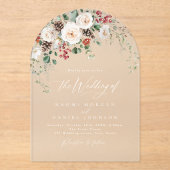 Elegant Festive Floral Holiday Winter Wedding Acryleinladungen (Vorderseite)