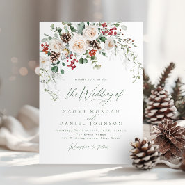 Elegant Festive Floral Holiday Winter Wedding Einladung