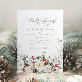 Elegant Festive Floral Holiday Winter Wedding Einladung
