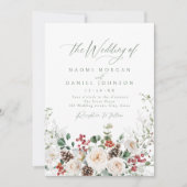 Elegant Festive Floral Holiday Winter Wedding Einladung (Vorderseite)