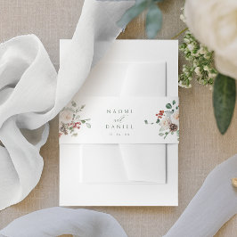 Elegant Festive Floral Holiday Winter Wedding  Einladungsbanderole