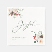 Elegant Festive Floral Joyful Christmas Holiday Serviette (Vorderseite)