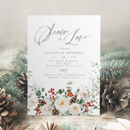 Elegant Festive Floral Snow in Love Bridal Shower Einladung