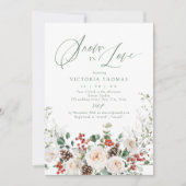 Elegant Festive Floral Snow in Love Bridal Shower Einladung (Vorderseite)