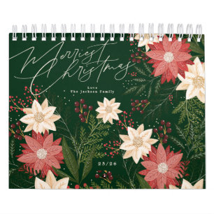 Elegant Festive Frohe Weihnachten Poinsettia Holid Kalender