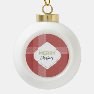 Elegant Festive Frohe Weihnachten Tartan Burgundy Keramik Kugel-Ornament