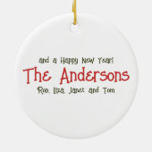 Elegant Festive Frohe Weihnachts-Wreath Red Bow Keramik Ornament (Hinten)