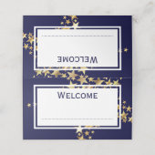 Elegant Festive | Gold Stars für Navy Blue Platzkarte (Außenseite Aufgefaltet)