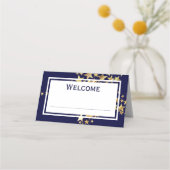 Elegant Festive | Gold Stars für Navy Blue Platzkarte (Rückseite)