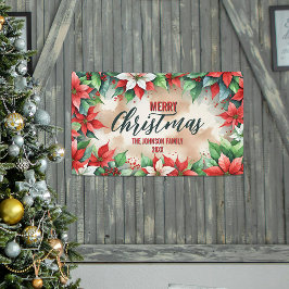 Elegant Festive Red and White Poinsettia Weihnacht Banner