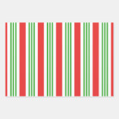 Elegant Festive Red Green Striped Holiday Geschenkpapier Set (Vorderseite 3)