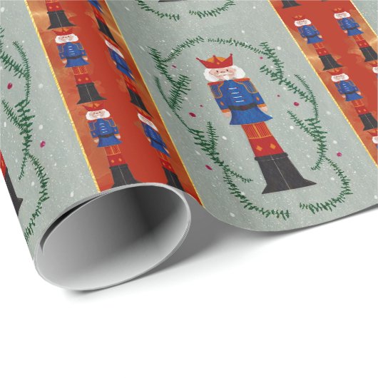 Elegant Festive Red Merry Christmas Nutcracker Geschenkpapier (Rolleneckpunkt)