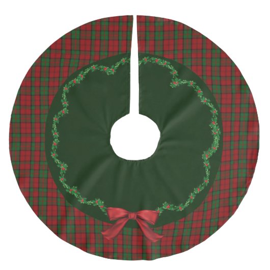 Elegant Festive Scottish Dunbar Kariert Tree Skirt Polyester Weihnachtsbaumdecke (Vorderseite)