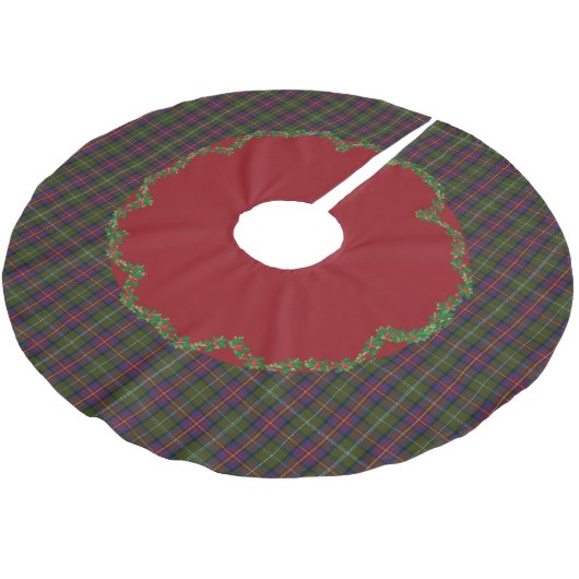 Elegant Festive Scottish Hargis Kariert Tree Skirt Polyester Weihnachtsbaumdecke (Schrägansicht)