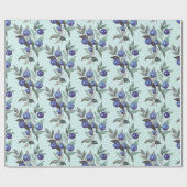 Elegant Festive Watercolor Blue Berries on Blue Geschenkpapier (Flach)