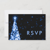 Elegant Festive Xmas Wedding RSVP Blue Karte (Rückseite)