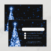 Elegant Festive Xmas Wedding RSVP Blue Karte (Vorne/Hinten)