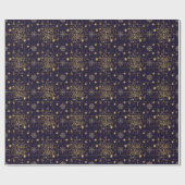 Elegant festlich Blau und Gold Frohe Weihnachten Geschenkpapier (Flach)