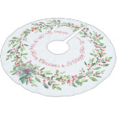 Elegant, festlich, heilig, rot und weiß, Weihnacht Polyester Weihnachtsbaumdecke (Schrägansicht)