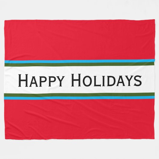 Elegant festlich hellrot "Happy Holidays" Fleecedecke (Vorderseite (Horizontal))