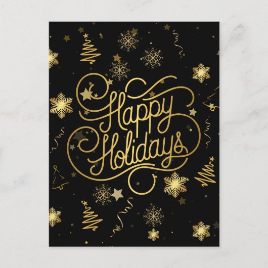 Elegant festlich Schwarz und Gold Frohe Weihnachte Postkarte (Vorderseite)