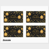 Elegant festlich Schwarz und Gold Frohe Weihnachte Rechteckiger Aufkleber (Blatt)