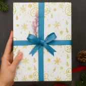 Elegant festlich Weiß und Gold Frohe Weihnachten Geschenkpapier