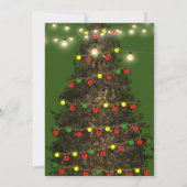 Elegant festliche grüne Weihnachtsbaumleuchten Einladung (Rückseite)