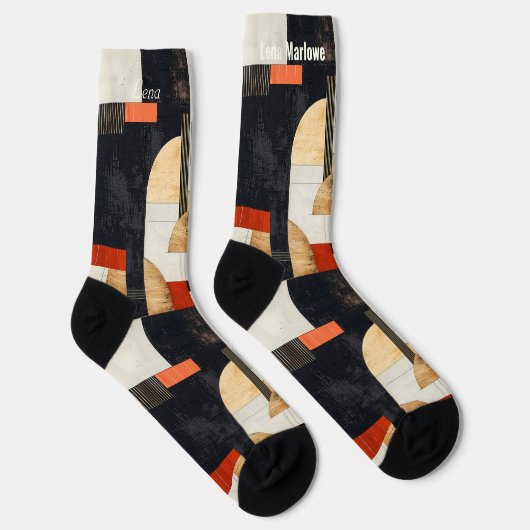 Elegant fett Abstrakt Rot und Schwarz moderne Sitt Socken (Rechts)