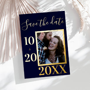 Elegant Fette Blaue Anker Foto Save-the-Date Gold Folieneinladung
