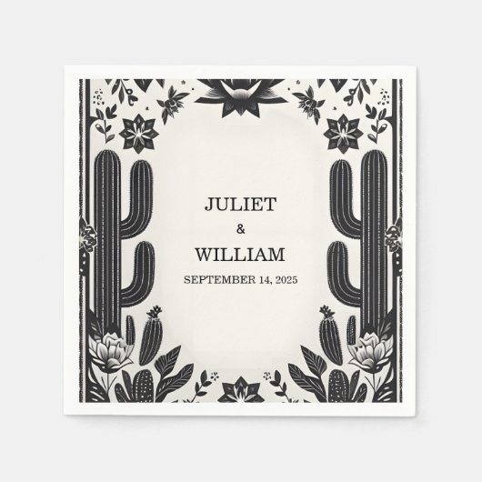 Elegant Fiesta Cactus Floral Mexican Wedding Serviette (Vorderseite)