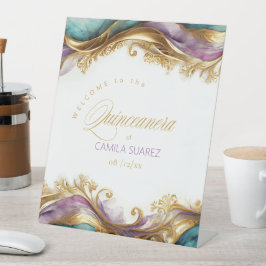 Elegant Fiesta Quinceanera Willkommen ID1029 Sockelschild