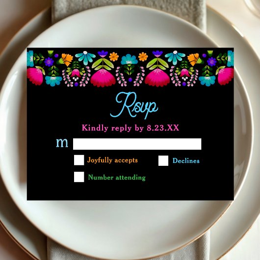Elegant fiesta wedding rsvp karte