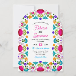 Elegant fiesta wedding white qr code arched einladung