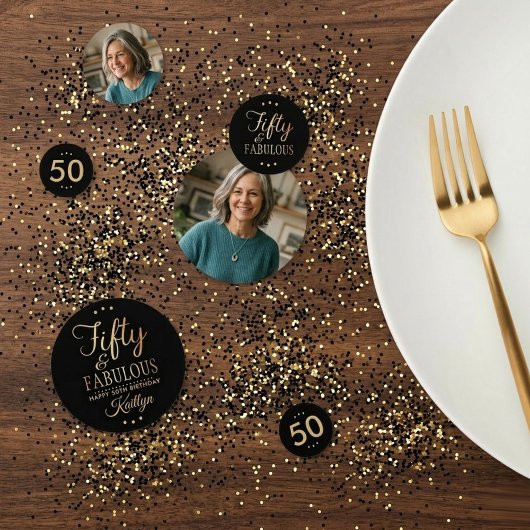 Elegant Fifty and Fabulous! 50th Birthday Party Konfetti