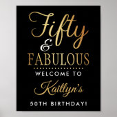 Elegant Fifty and Fabulous! 50th Birthday Party Poster (Vorne)