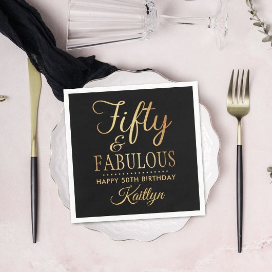 Elegant Fifty and Fabulous! 50th Birthday Party Serviette