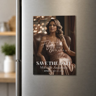 Elegant Fifty and Fabulous Foto Save-the-Date Magneteinladung