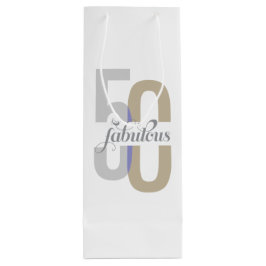 Elegant Fifty & Fabulous 50. Geburtstag Moderne Geschenktüte Für Weinflaschen