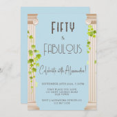Elegant Fifty Fabulous Griechisches Thema Blue Bir Einladung (Vorne/Hinten)