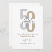 Elegant Fifty & Fabulous Modern 50. Geburtstag Einladung (Vorne/Hinten)