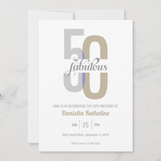 Elegant Fifty & Fabulous Modern 50. Geburtstag Einladung