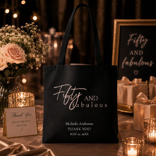 Elegant Fifty und Fabulous Black Geburtstagsandenk Tasche